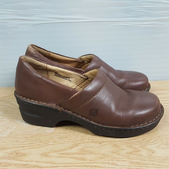 Born Clogs Womens Size 6 Brown Leather Slip On Toby W21054 Comfort Shoes - Picture 1 of 10